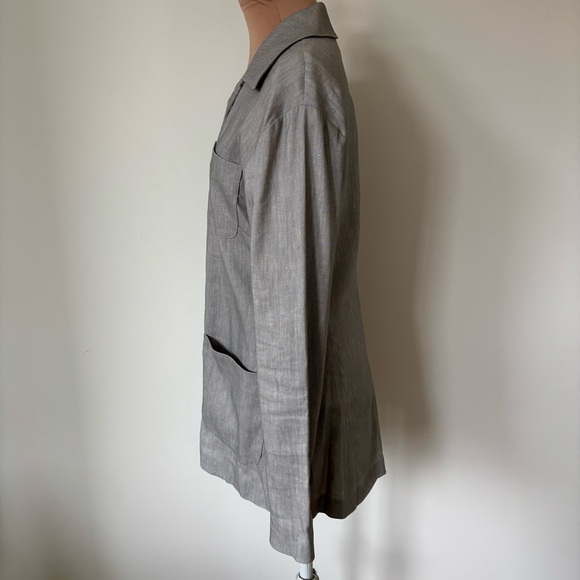 Jenne Maag Vintage Gray Linen Blend Single Breasted Button Front Blazer EUC S - Picture 2 of 8